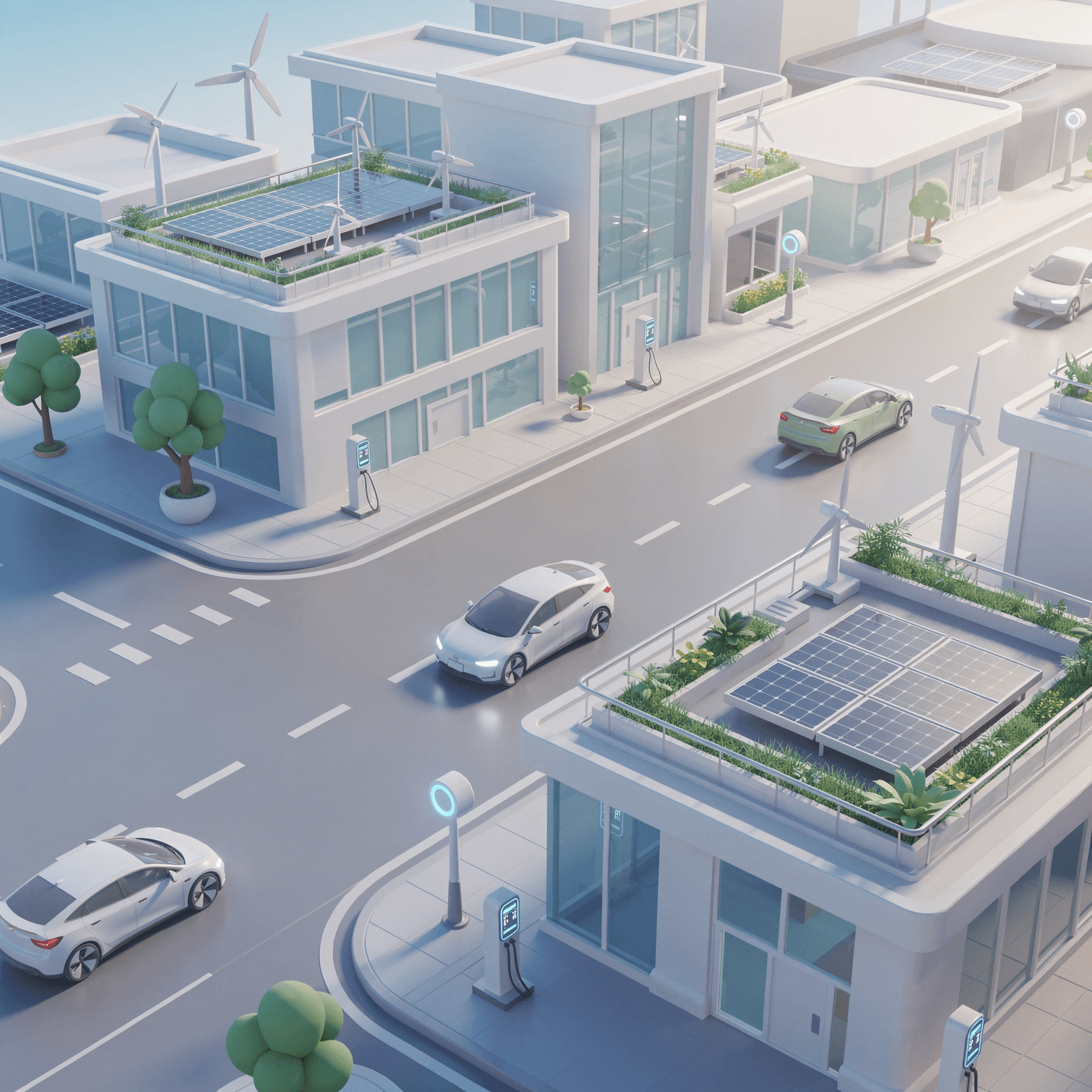 Sustainable city with EV charging